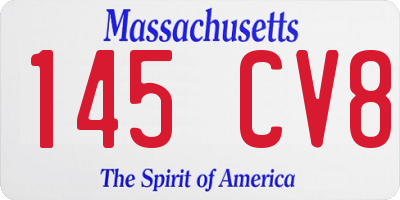 MA license plate 145CV8