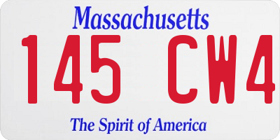 MA license plate 145CW4