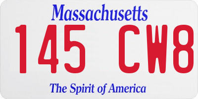 MA license plate 145CW8