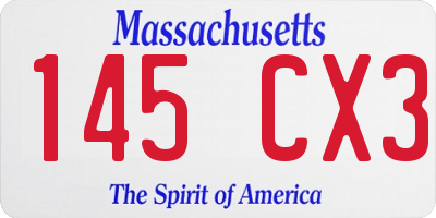 MA license plate 145CX3