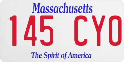 MA license plate 145CY0