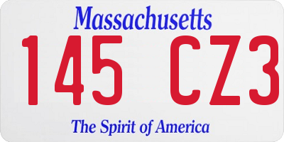 MA license plate 145CZ3