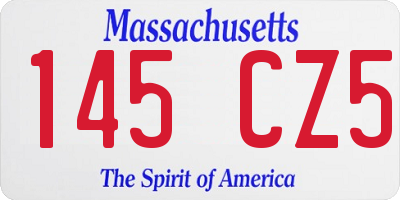 MA license plate 145CZ5