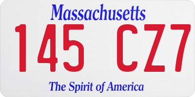 MA license plate 145CZ7