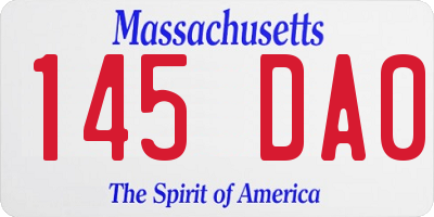 MA license plate 145DA0