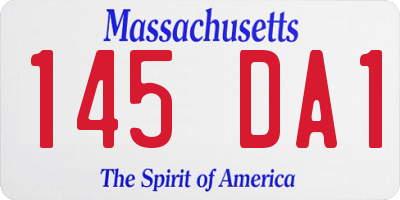 MA license plate 145DA1