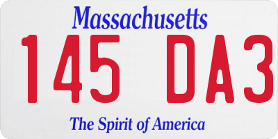 MA license plate 145DA3