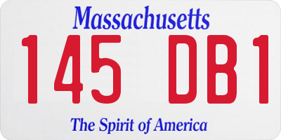 MA license plate 145DB1