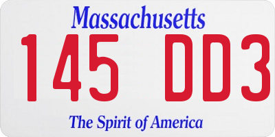 MA license plate 145DD3