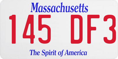 MA license plate 145DF3