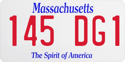 MA license plate 145DG1
