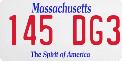MA license plate 145DG3