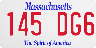MA license plate 145DG6