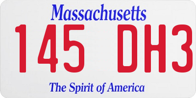MA license plate 145DH3