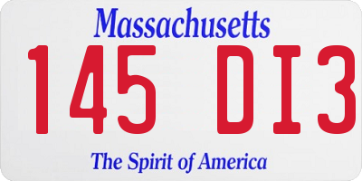 MA license plate 145DI3