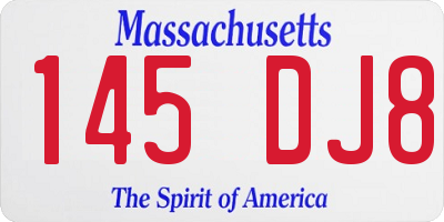 MA license plate 145DJ8