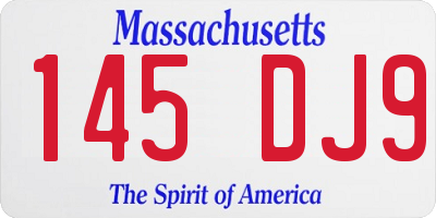 MA license plate 145DJ9