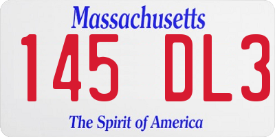 MA license plate 145DL3