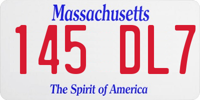 MA license plate 145DL7