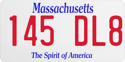MA license plate 145DL8