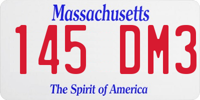 MA license plate 145DM3