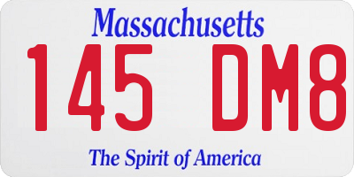 MA license plate 145DM8