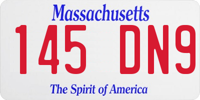 MA license plate 145DN9