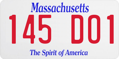 MA license plate 145DO1
