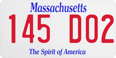 MA license plate 145DO2