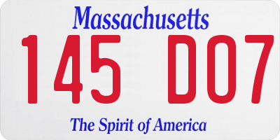 MA license plate 145DO7