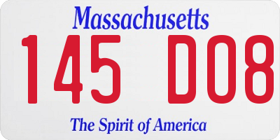 MA license plate 145DO8