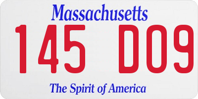 MA license plate 145DO9