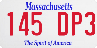 MA license plate 145DP3