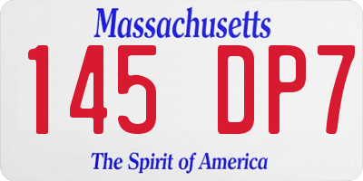 MA license plate 145DP7