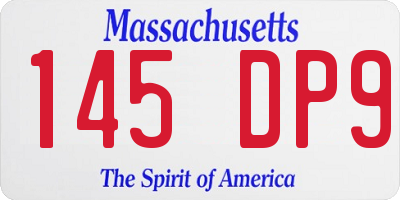 MA license plate 145DP9