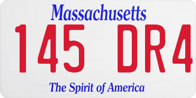 MA license plate 145DR4