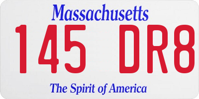 MA license plate 145DR8