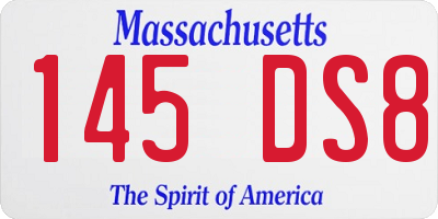 MA license plate 145DS8
