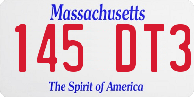 MA license plate 145DT3