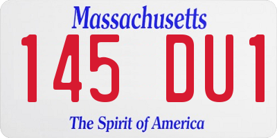 MA license plate 145DU1