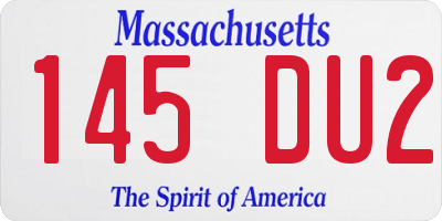 MA license plate 145DU2