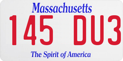 MA license plate 145DU3