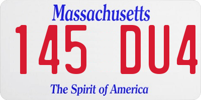 MA license plate 145DU4