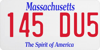 MA license plate 145DU5