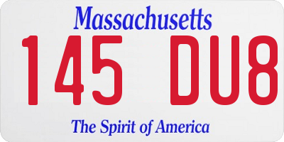 MA license plate 145DU8