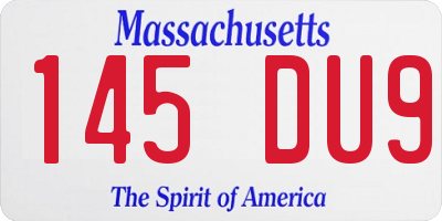 MA license plate 145DU9