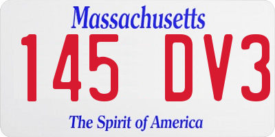 MA license plate 145DV3