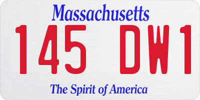 MA license plate 145DW1