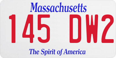 MA license plate 145DW2