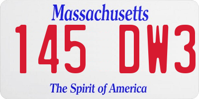 MA license plate 145DW3